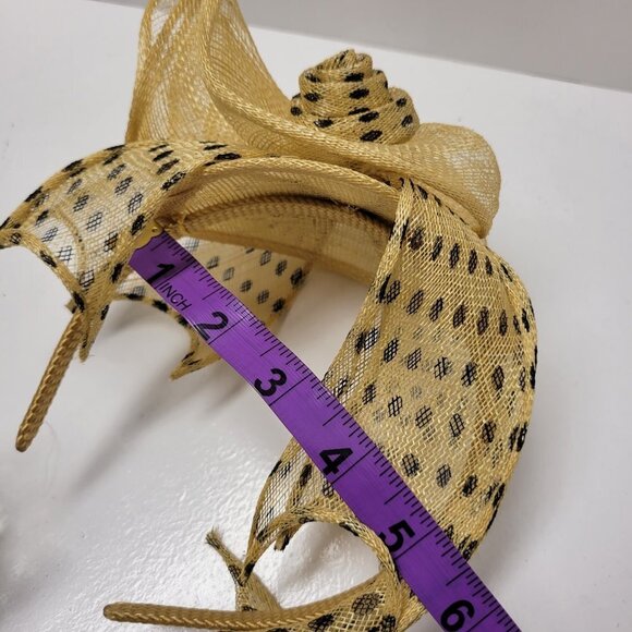 Yellow Polka Dot Headband Fascinator Hair Accessory Wedding Hair Accessory - Picture 11 of 16